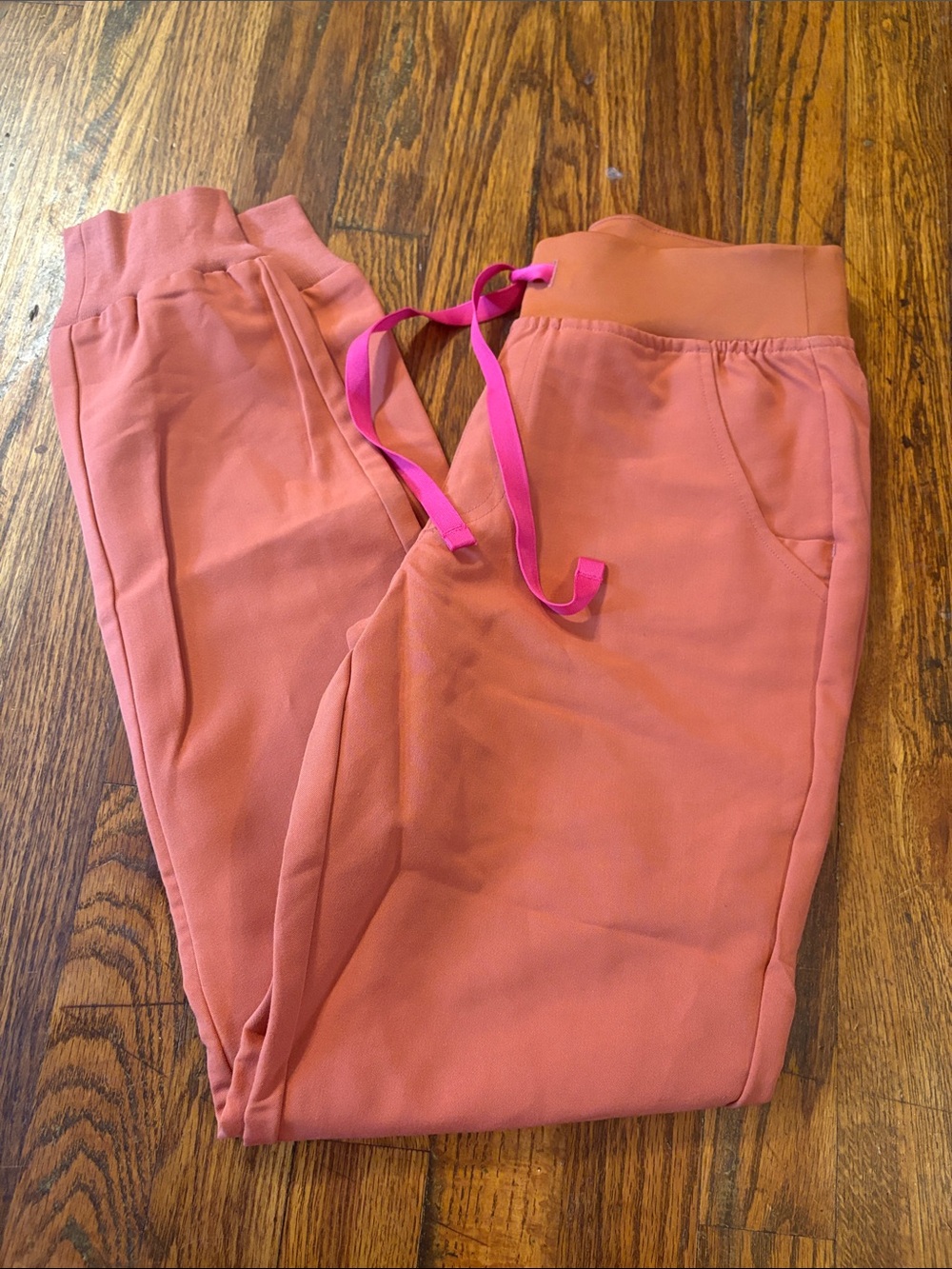 🎉NWOT! Figs Orange Jogger Pants with Hot Pink Drawstring!